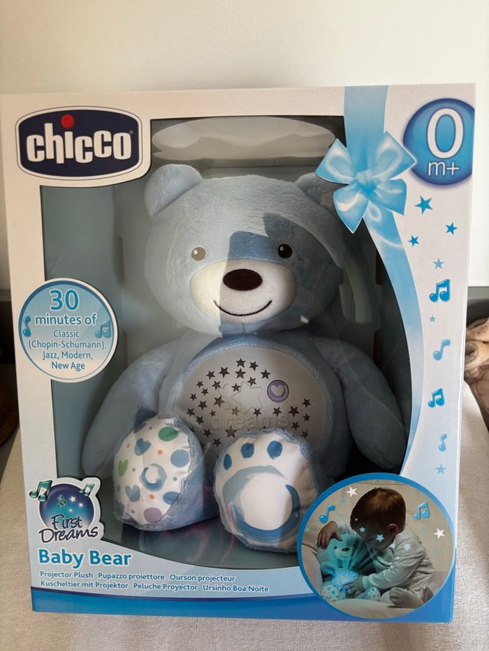 Ourson veilleuse et projecteur chicco NEUF