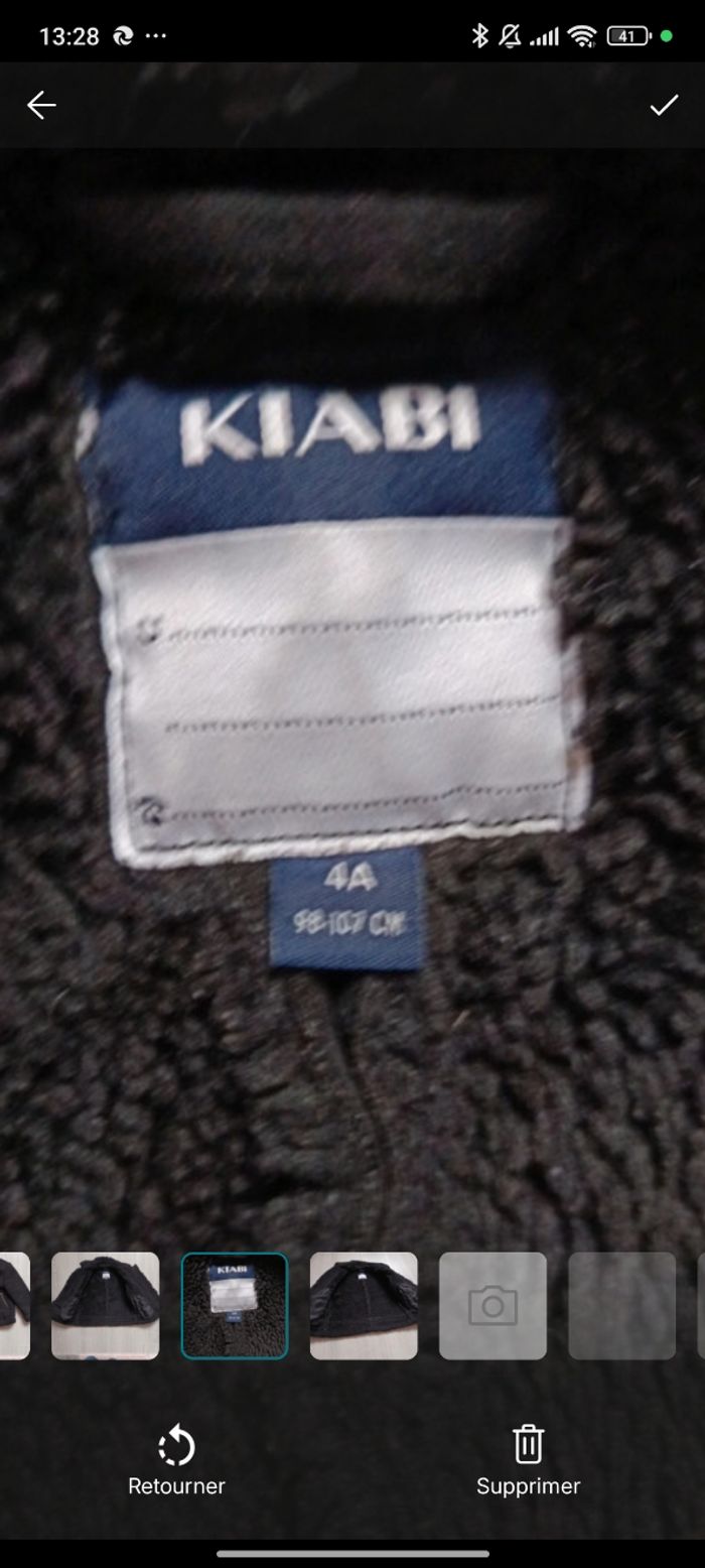 Manteau noir hiver chaud Kiabi fille 4 ans très bon état - photo numéro 7