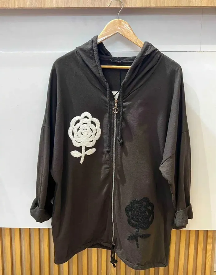 Gilet femme veste femme sweat à capuche femme taille 42 taille 44 taille 46 marron cardigan femme