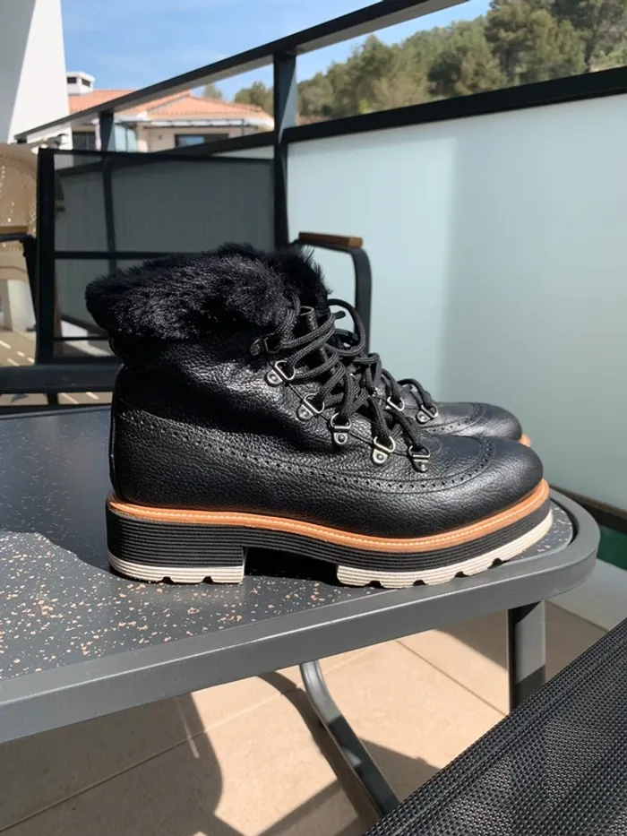 Boots en cuir noir Minelli taille 37 - photo numéro 3