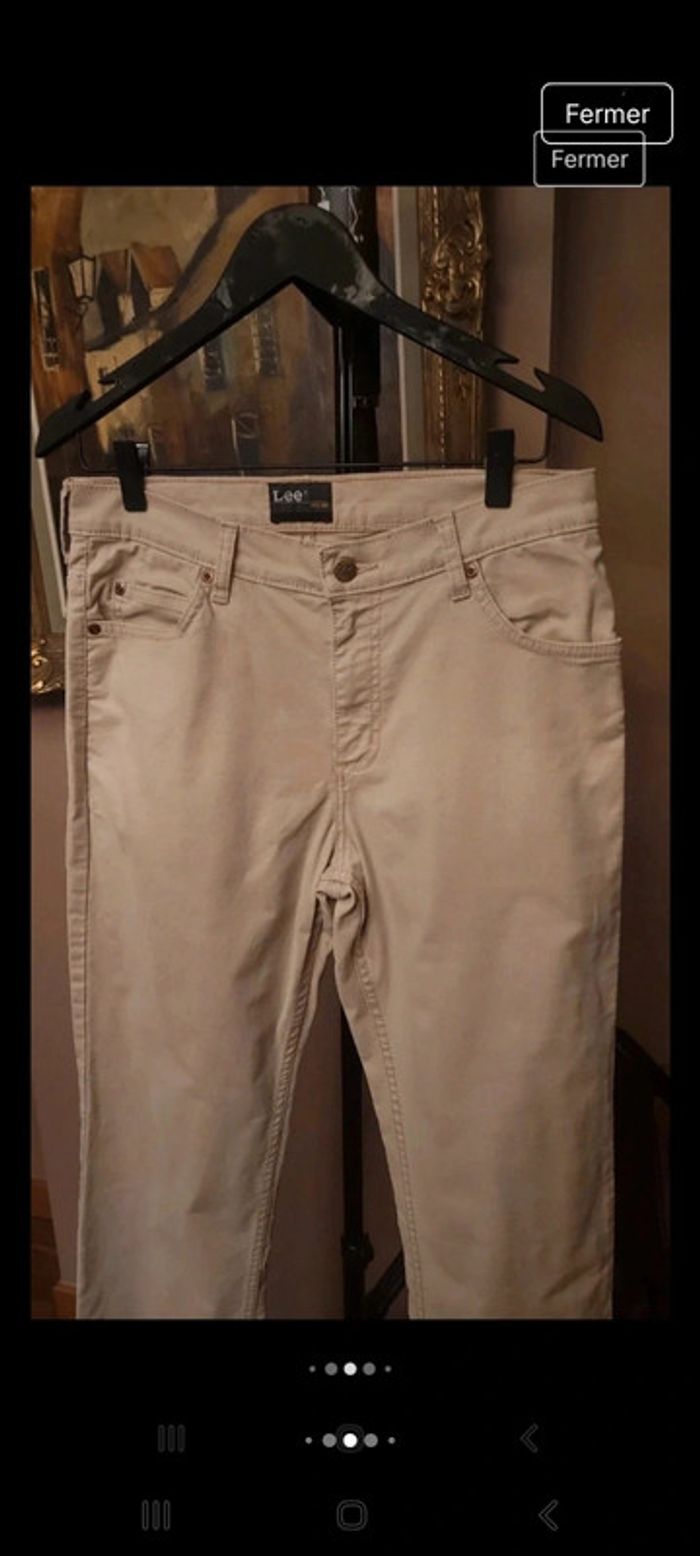 Pantalon coupe jeans beige Homme Lee W30 L34 - photo numéro 5