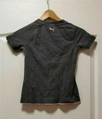 T-shirt manches courtes gris et rose Puma 10 ans