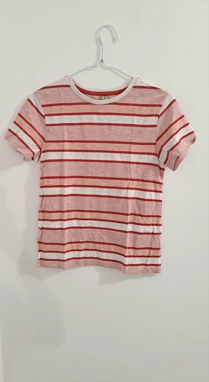 T-shirt manches courtes rouge rayures, orchestra, taille 12 ans (152 cm)