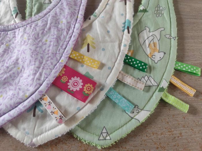 Lot de 3 bavoirs bandana réversibles