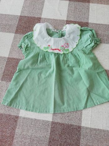 Robe manches courtes rayée verte 18 mois