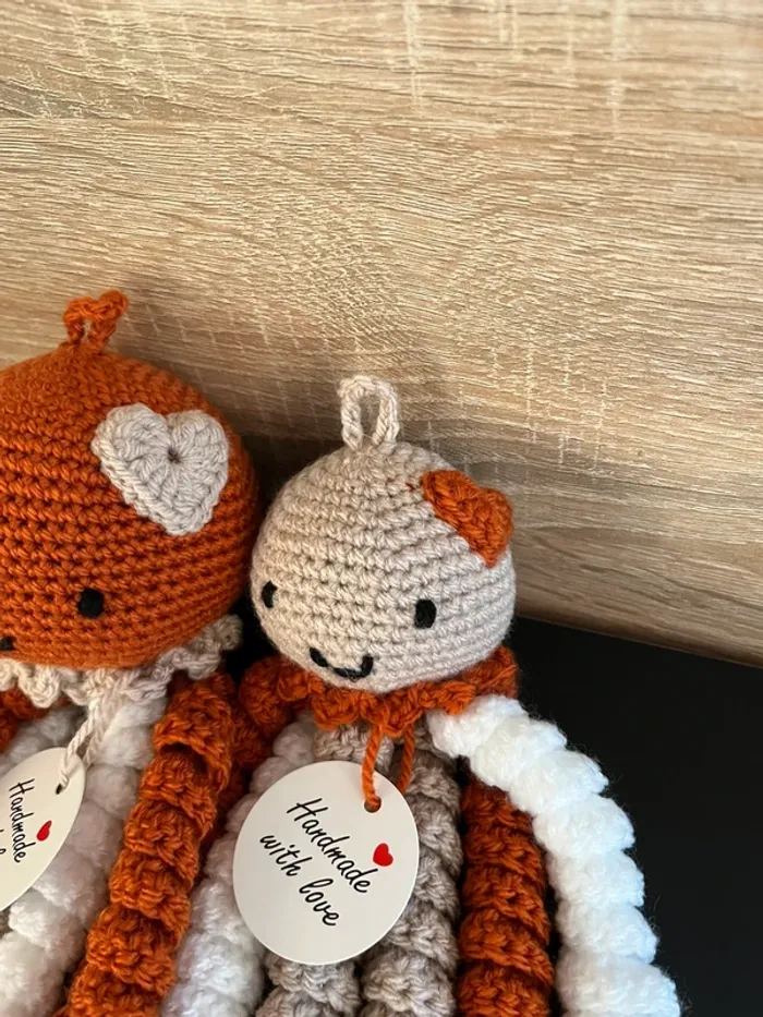 Lot de 2 Pieuvres " La Maman et son Bébé avec Cœur" - photo numéro 2