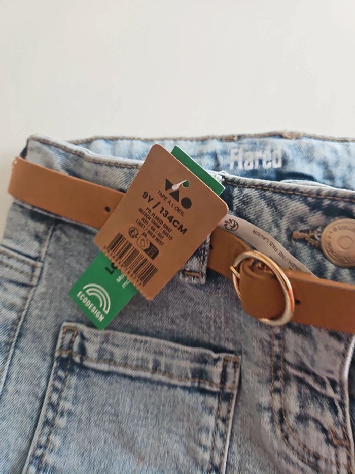Jean flared Tape à l'oeil avec ceinture camel - photo numéro 3