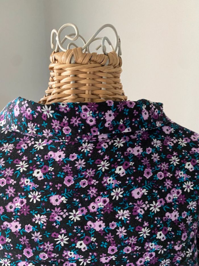 Chemisier manche longue Liberto XXS violet à fleurs - photo numéro 3