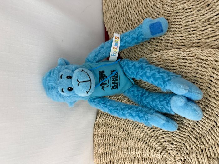 Doudou singe bleu pull capuche planète sauvage fuzzimals - photo numéro 5