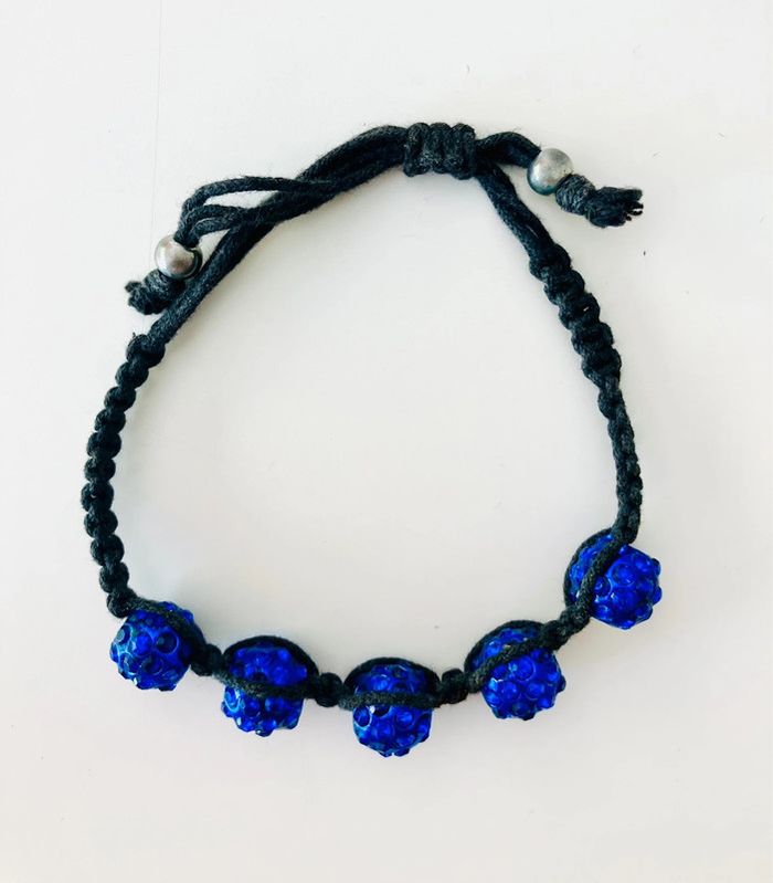 Bracelet shamballa boules et strass bleus - photo numéro 2