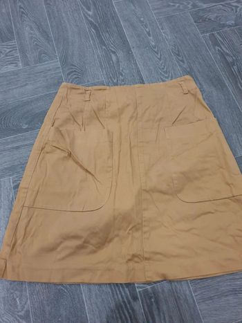 Jupe trapèze femme H&M T38 long 46cm marron clair