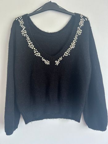 Pull noir strass & bijoux - La Petite Étoile taille 1/36