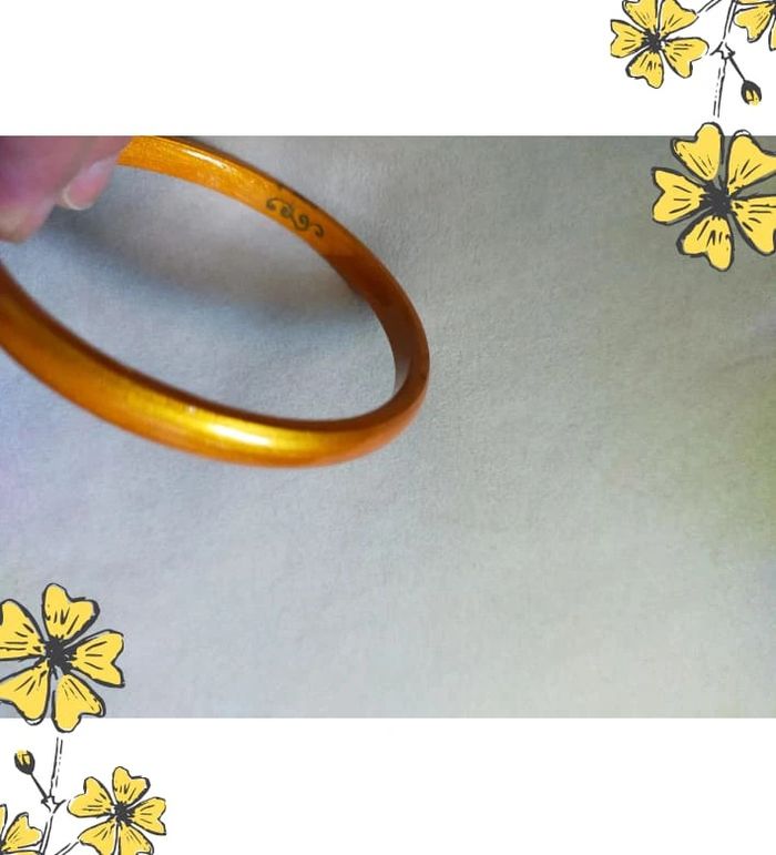 Bracelet jonc vintage émail orange nacré – esprit rétro chic - photo numéro 5