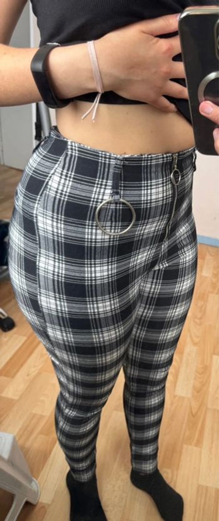 Pantalon à carreaux taille haute - photo numéro 4