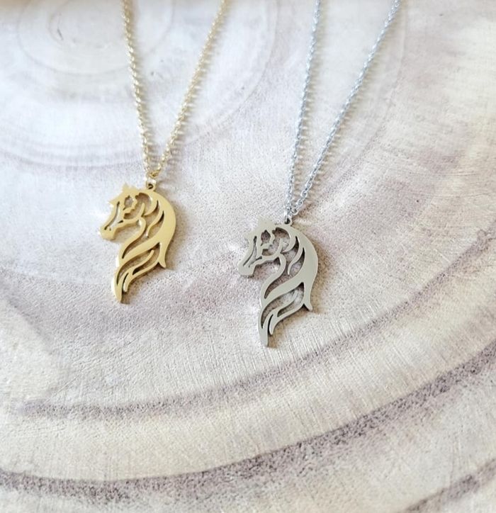 Collier joli cheval acier Or - photo numéro 2