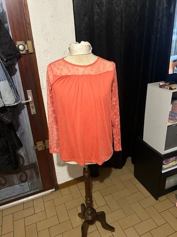 Jolie haut manches longues femme corail