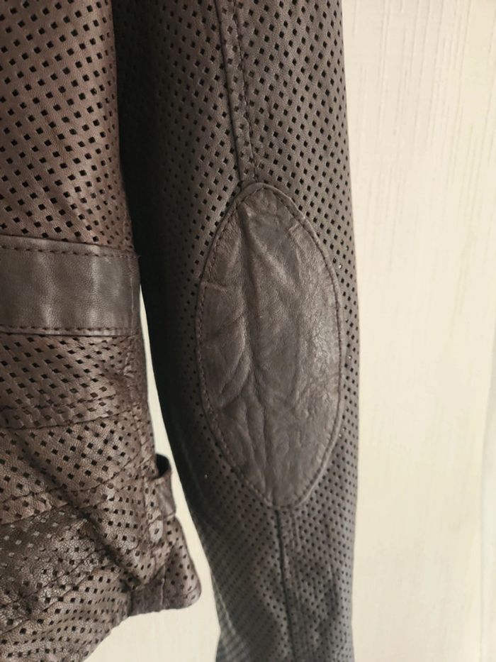 Veste perfecto en cuir véritable marron - photo numéro 14