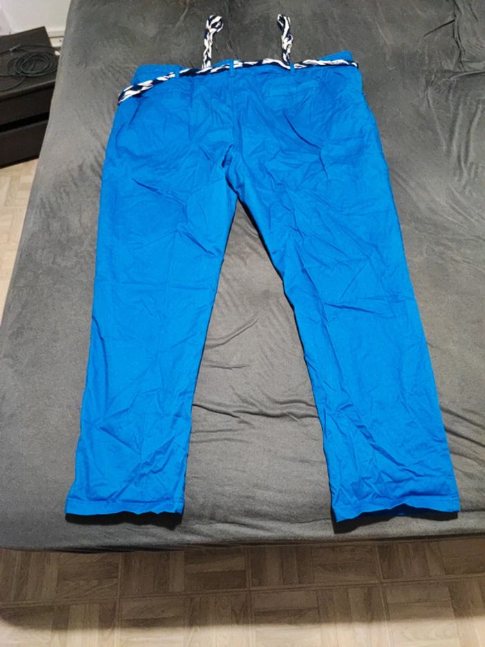 Pantalon bleu avec ceinture ruban - photo numéro 3