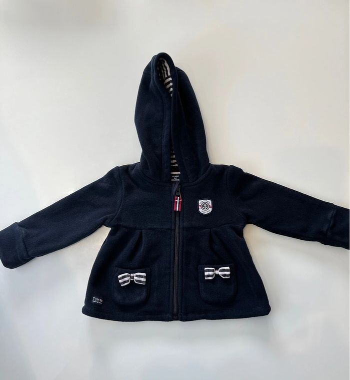 Manteau/veste en tissus chaud Terre de marins, intérieur polaire bleu marine en taille 9 mois
