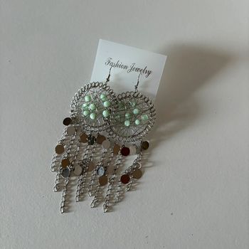 Boucles d’oreilles • argente & menthe • neuves 🌿