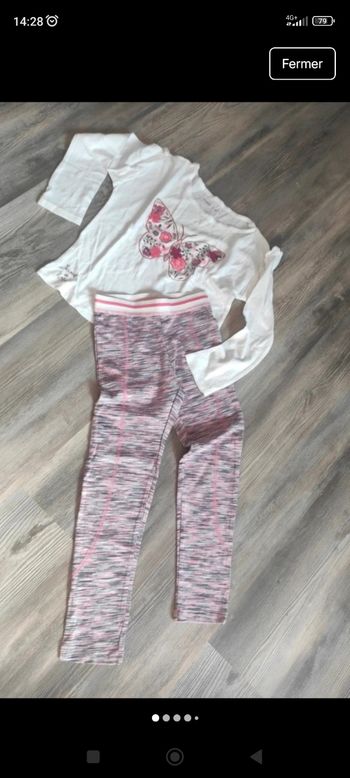 Lot leggingnde sport et t-shirt imprimé papillon fille 5 ans