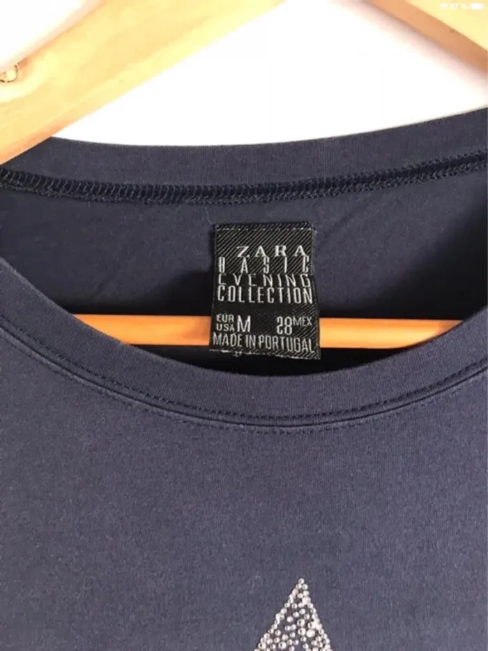 T-shirt violet Zara à strass manches longues taille 34/36 - photo numéro 3