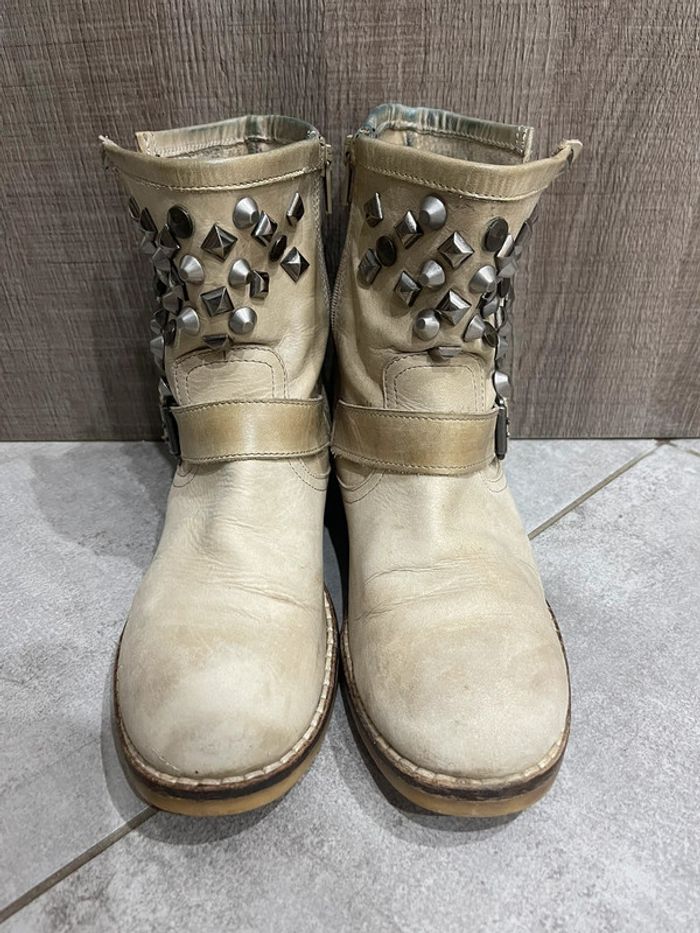 Bottines crème / beige en cuir - T. 39