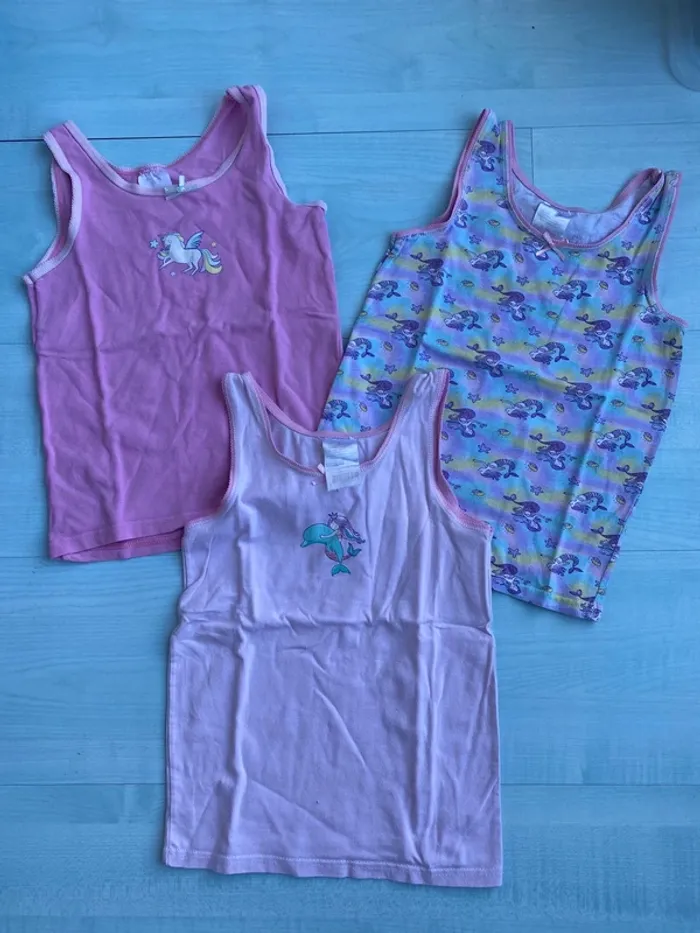 Lot de 3 débardeurs sous-vêtements fille 7 ans