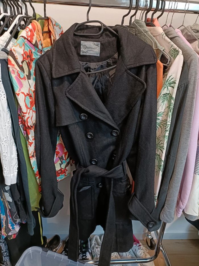 Manteau trench laine noir 40 - photo numéro 5