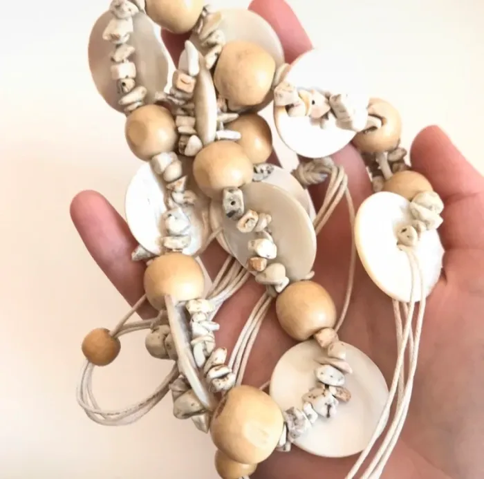 Collier nacre bois perles été plage - photo numéro 3