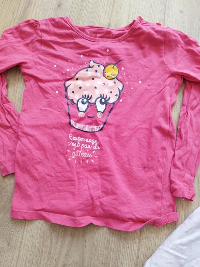 Lot de trois t-shirt manches longues fille 4 ans rose - photo numéro 4