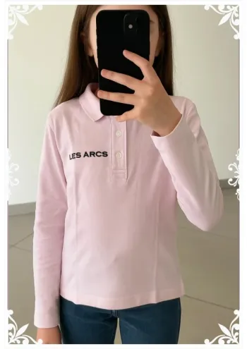 🌸 Polo rose pâle Les Arcs – Fille – Taille 6 ans 🌸