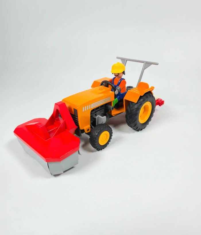 Playmobil Tracteur tondeuse orange et rouge