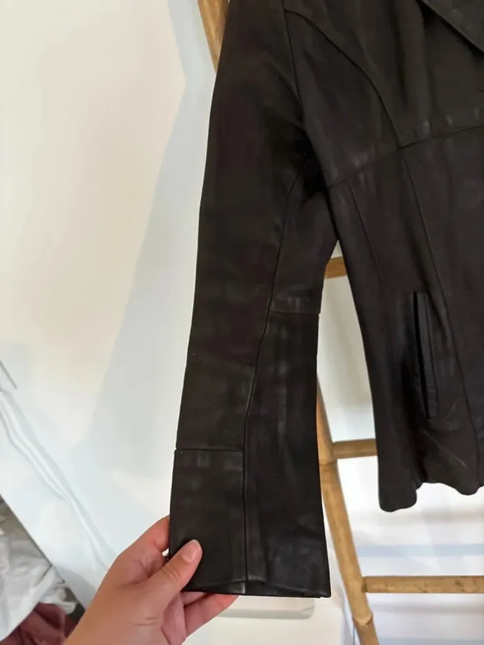 Veste en cuir noire Vintage Aqua Leather taille M/38 - photo numéro 10