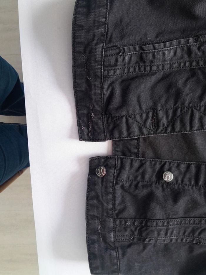 Petite veste en jean noire effet usée Remixx taille m - photo numéro 8