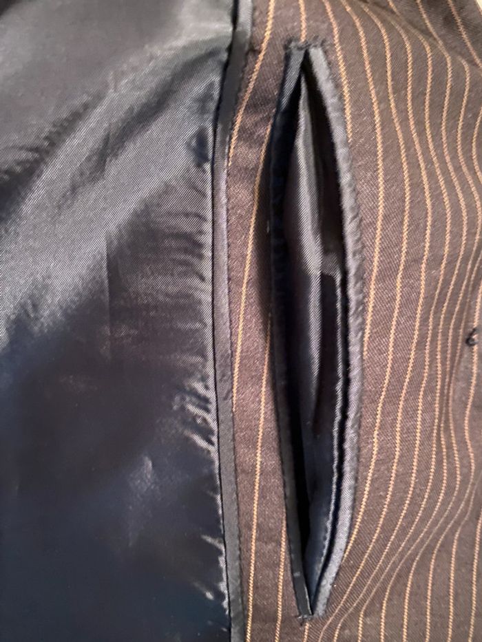 Veste tailleur chocolat à rayures 36 - photo numéro 4