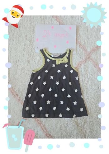 débardeur tee shirt kid kanai taille 24 m gris et vert pale, imprimé etoile blanche