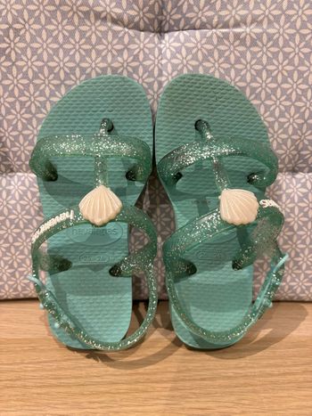 Paire de Sandales "Coquillages Turquoises" Pointure 27 / 28