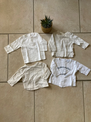 Lot de 4 t-shirts manches longues taille 3 mois