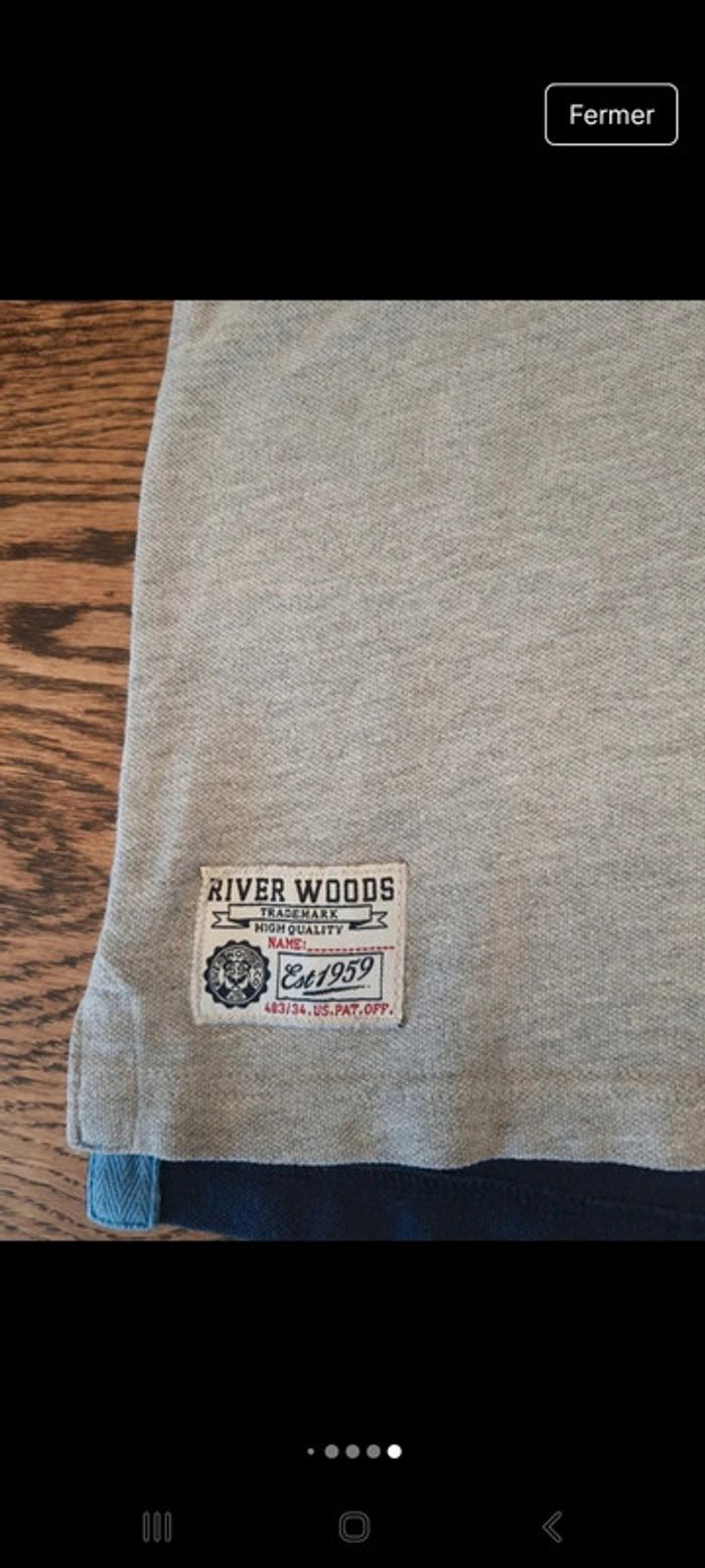 Polo River Woods Grise et bleu slim fit taille M - photo numéro 15