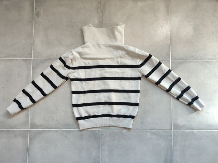 Pull marinière noir et blanc col ajustable shein taille S - photo numéro 2