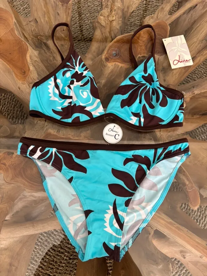 Maillot de bain 2 pièces Livia bleu marron