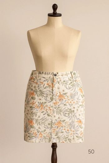 mini jupe droite stretch motif tropical T50 C&A