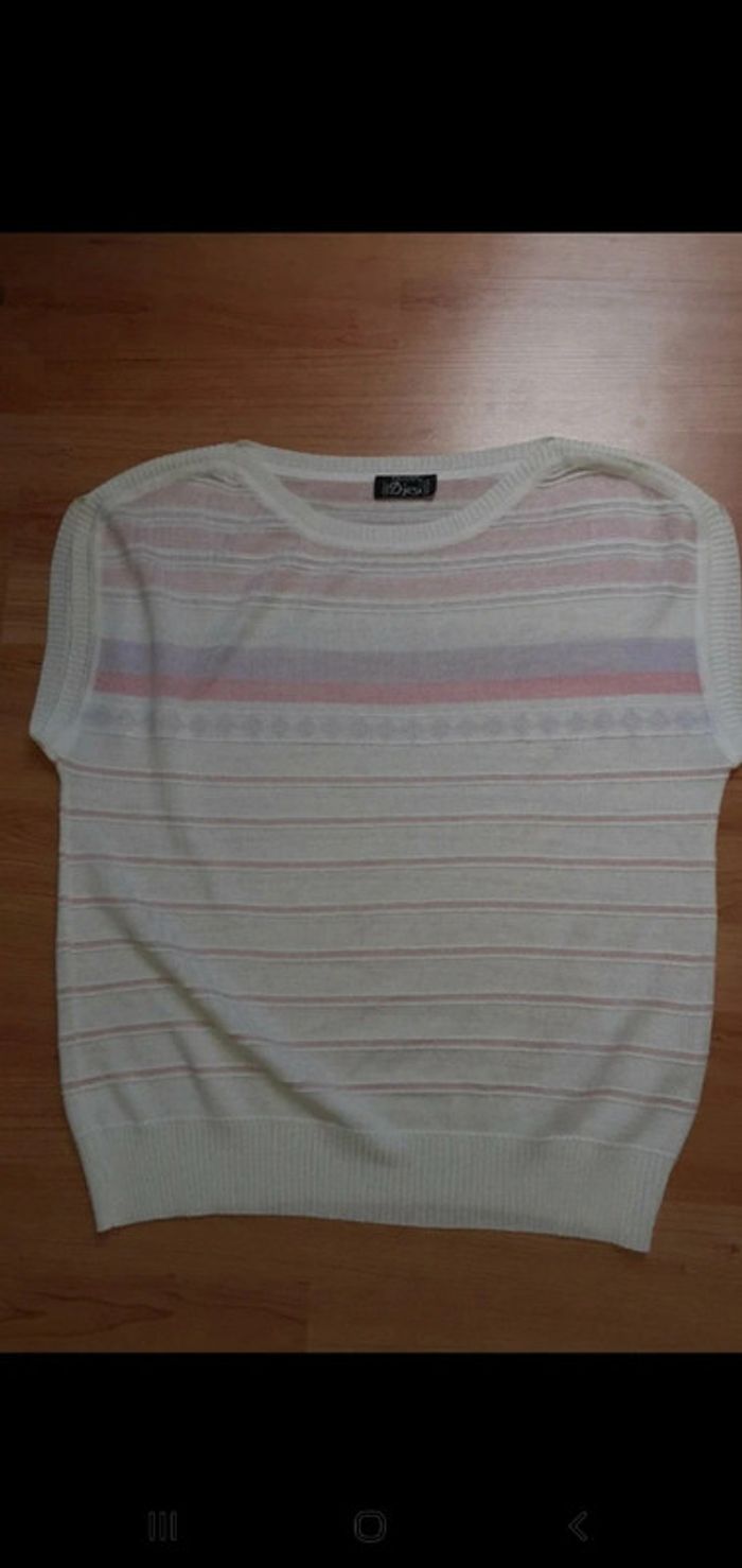 Haut vintage imitation pull manches courtes