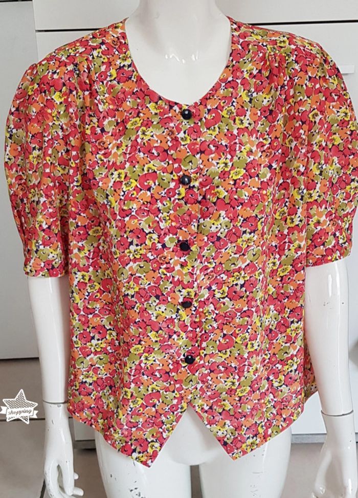 Blouse fleurie asymétrique, made in France 🇨🇵