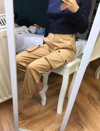 pantalon cargo femme beige