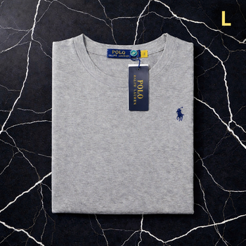 Tee shirt Ralph Lauren pour Homme - Taille L - Gris logo brodé noir - Neuf