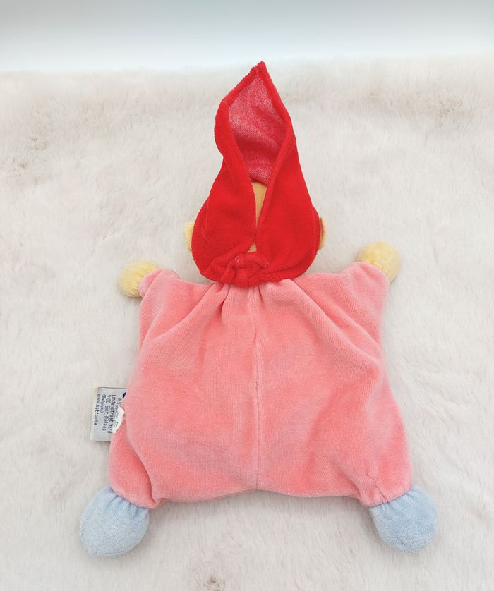 Doudou semi plat NATTOU Babette fille lutin grelot NATTOU rose bleu rouge fleurs - photo numéro 3