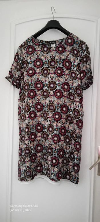 Robe tunique droite manches courtes motif azteque ethnique multicolore femme 40 la redoute