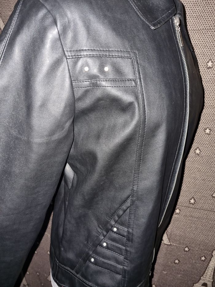 Veste noir imitation cuir taille XL - photo numéro 3